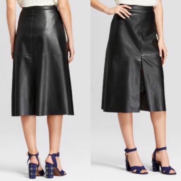 Who What Wear Dresses & Skirts - Who What Wear Black Vegan Leather & Lace Skirt 14